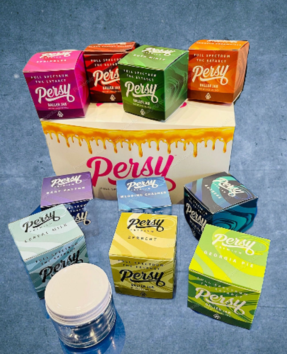 Persy : Full Spectrum THC Extract Baller Jar Packaging 16 Pack Set (Stickers,Jars,Lids) *Empty Packaging* (CAsupply)