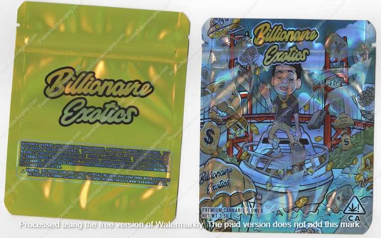 Billionaire Exotics Flower Bag 3.5 Mylar Bag *Empty Bags* (#A5)