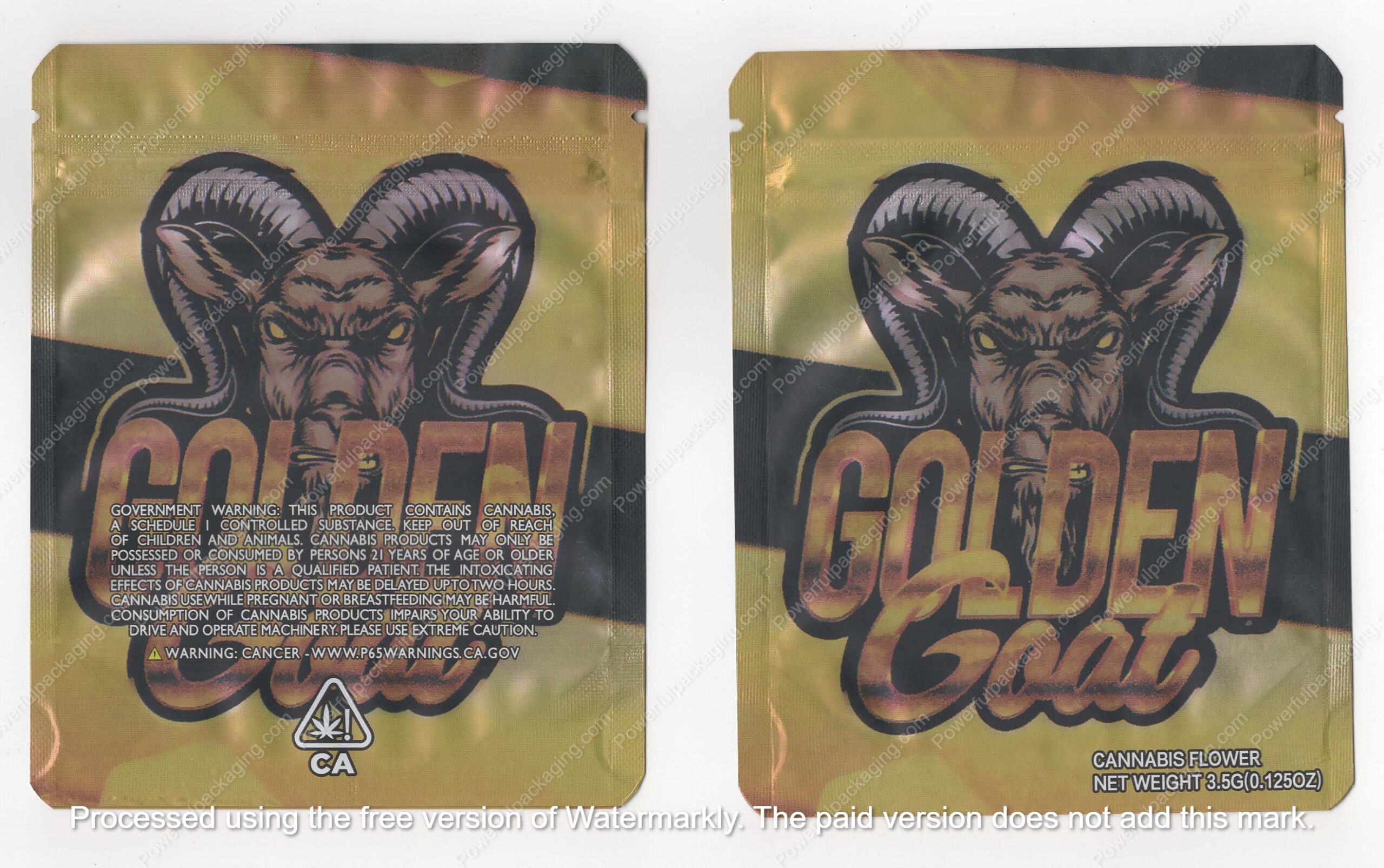 Golden Goat Flower Bag 3.5 Mylar Bag *Empty Bags* (#A5)