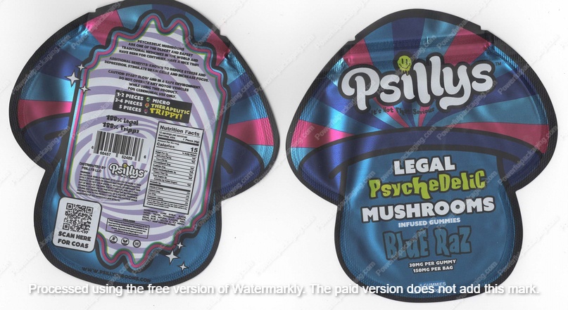 Psillys Mushrooms Gummies 150 Mg Per Bag Edible Mushroom Packaging *Empty Packaging* (CaSupply)