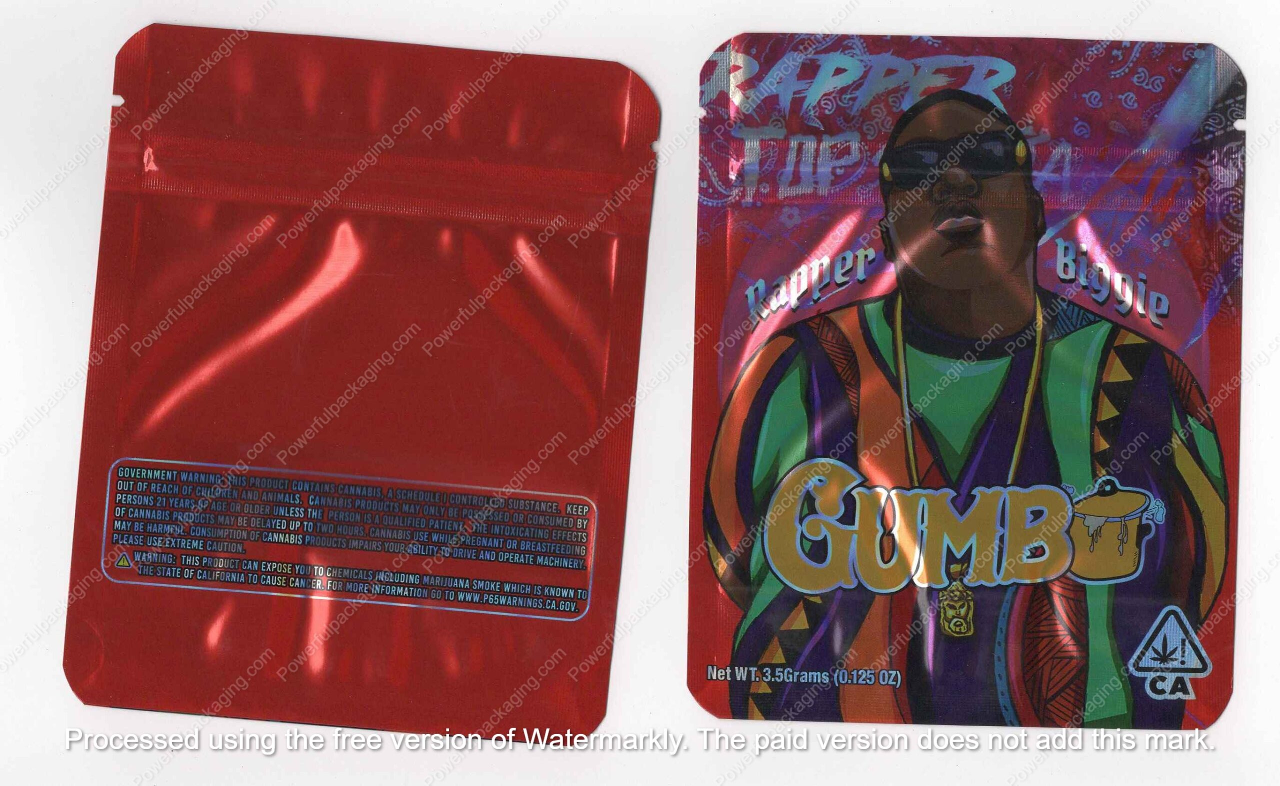 Rapper Biggie Gumbo Flower Bag 3.5 Mylar Bag *Empty Bags* (#A5)