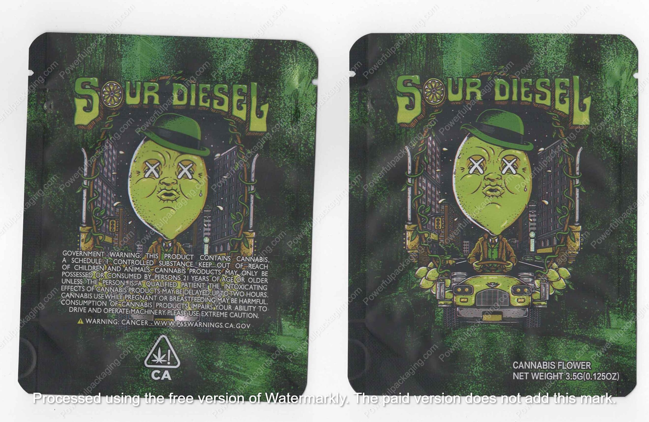 Sour Diesel Flower Bag 3.5 Mylar Bag *Empty Bags* (#A5)
