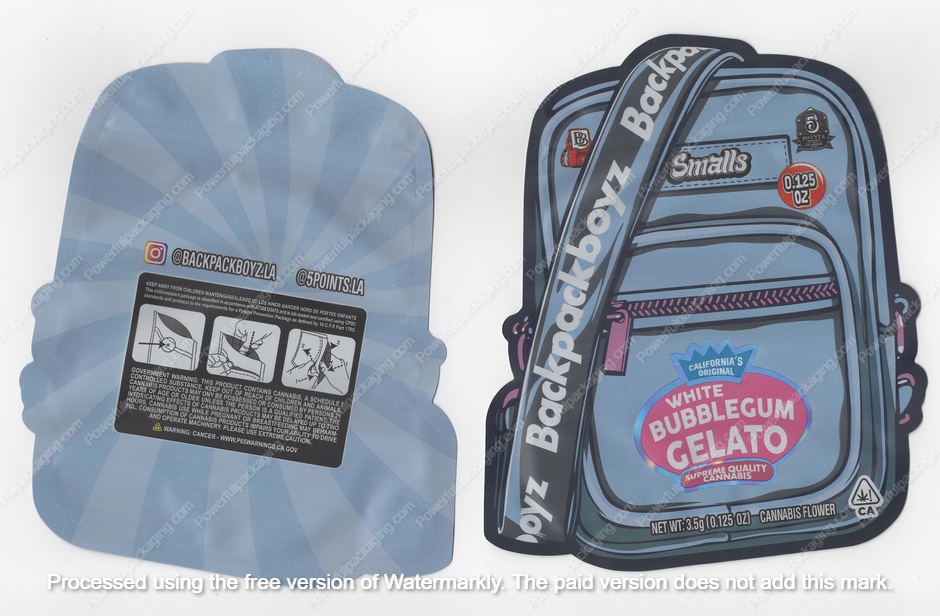 White Bubble Gum BackPackBoyz Flower Bag 3.5 Mylar Bag *Empty Bags* (#A5)